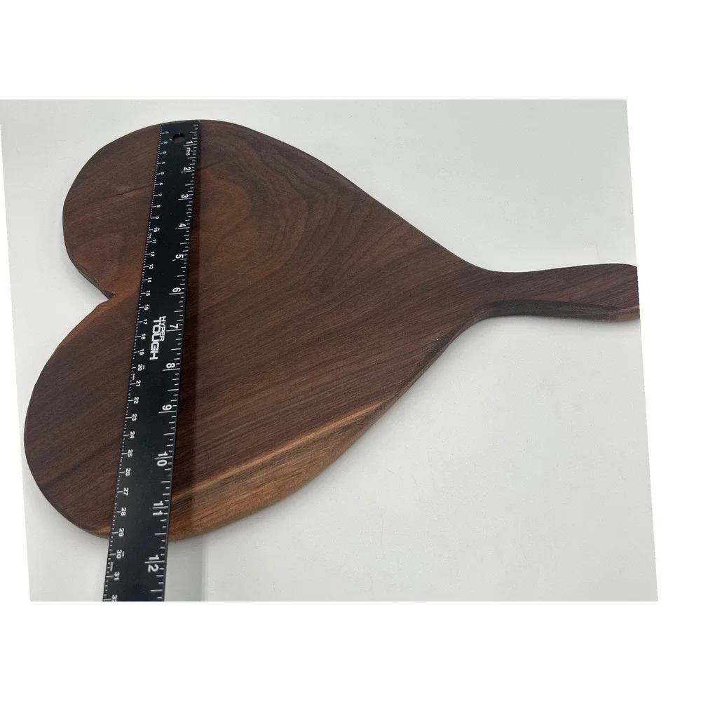 Handmade Amish Walnut Wood Heart Cutting Board Serving Paddle Hanging Hole Brown